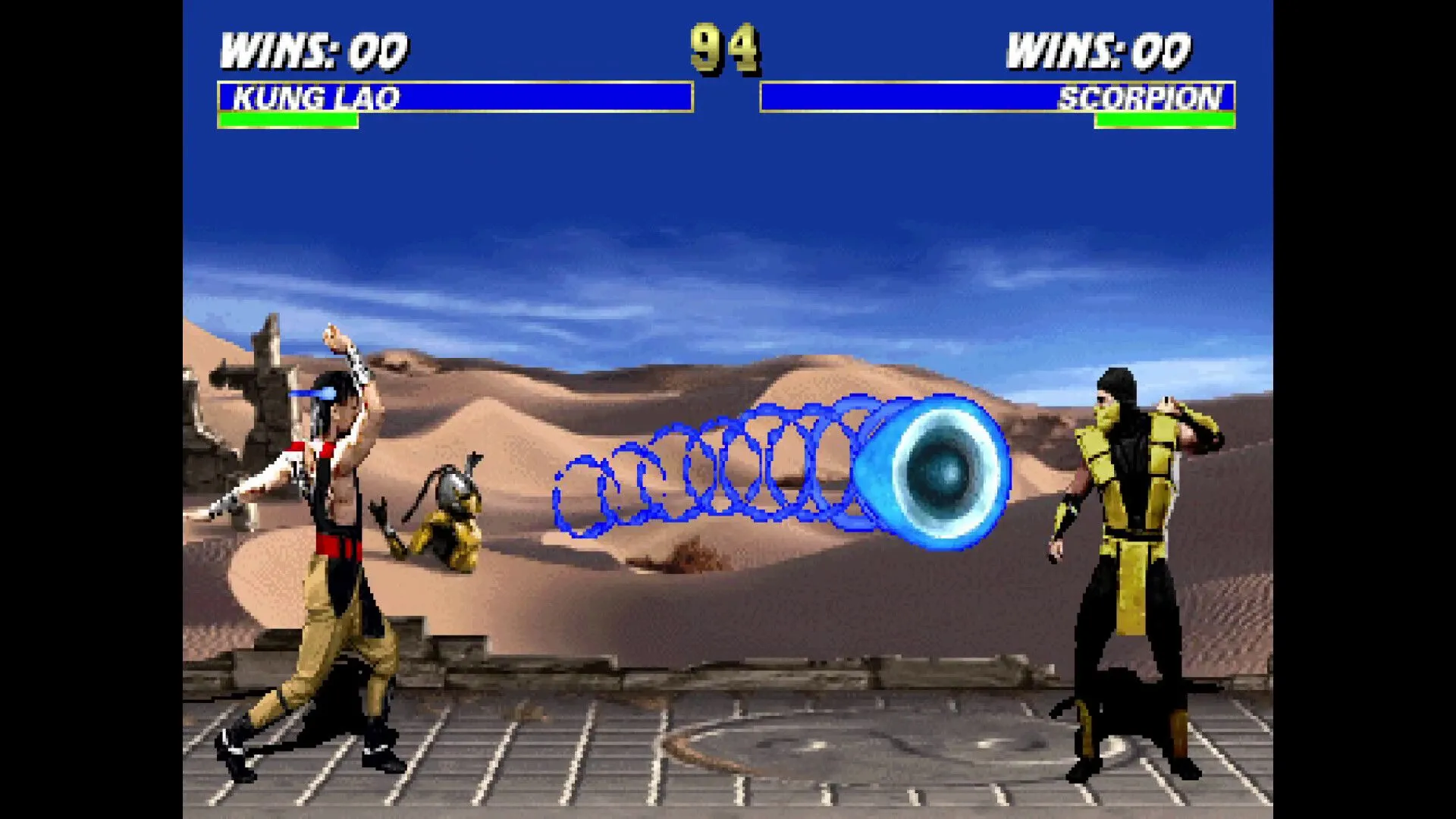 Một cảnh gameplay tái hiện của Mortal Kombat Legacy Kollection với các nhân vật kinh điển đang chiến đấu