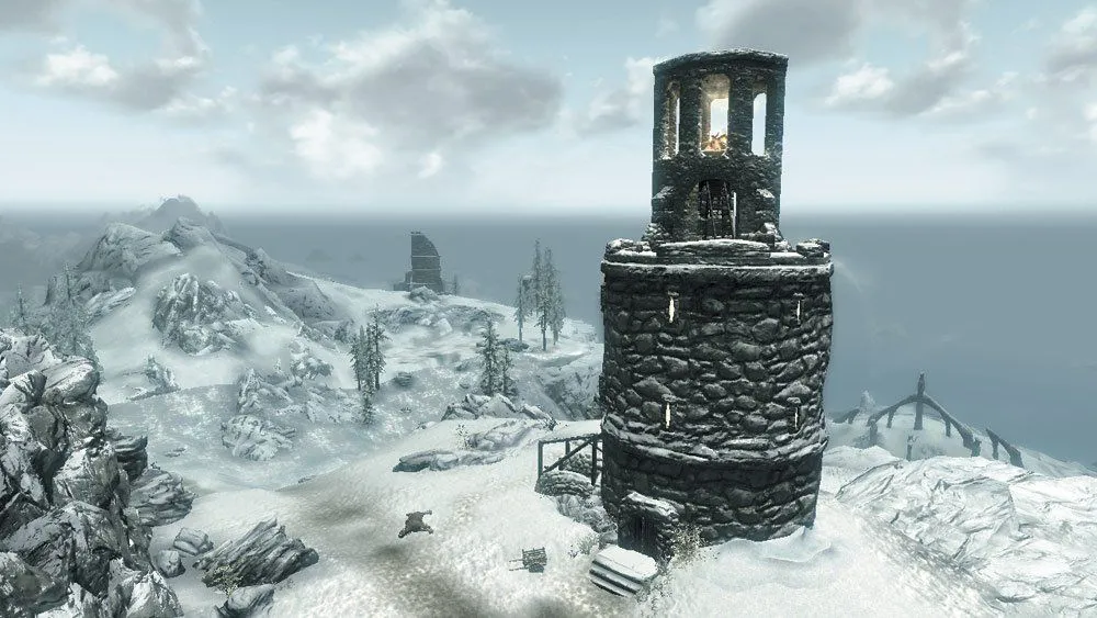 Ngọn hải đăng Frostflow ở Skyrim.