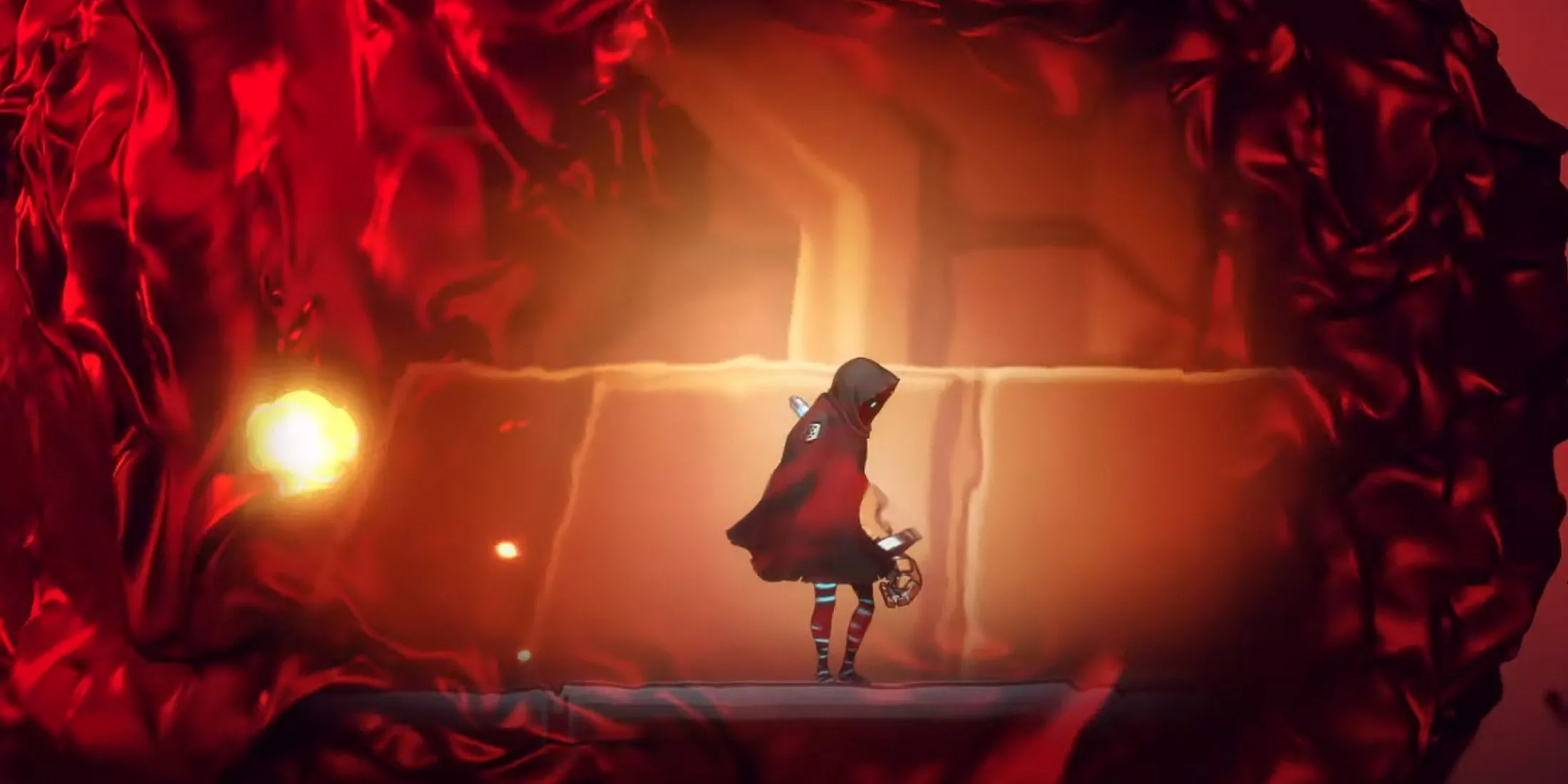 Puck, sinh vật hình Pac-Man bí ẩn trong Shadow Labyrinth, đối đầu kẻ thù