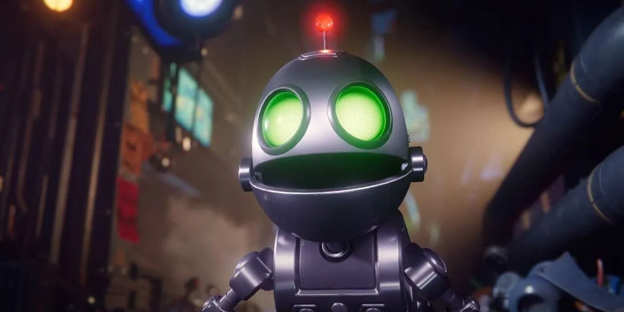 Robot Clank biểu tượng trong Ratchet &amp; Clank: Rift Apart với biểu cảm thông minh và đáng yêu