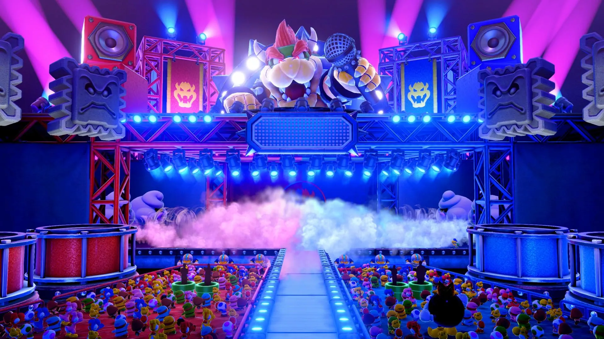 Sân khấu Bowser Live rực lửa trong Super Mario Party Jamboree phiên bản Nintendo Switch 2