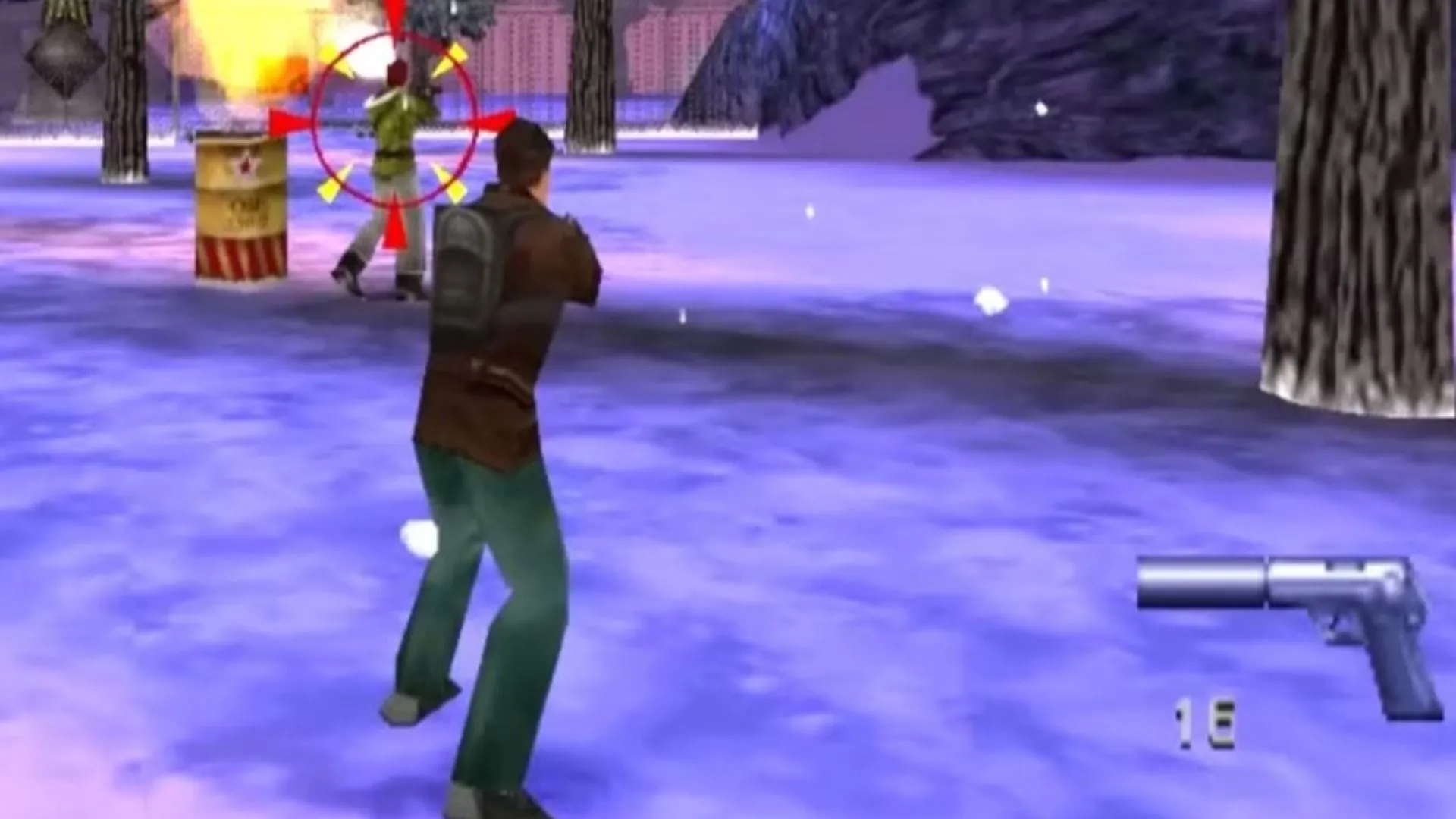 Ảnh cắt của 007: Tomorrow Never Dies trên PS1, thể hiện phong cách hành động làm nền tảng cho game phim