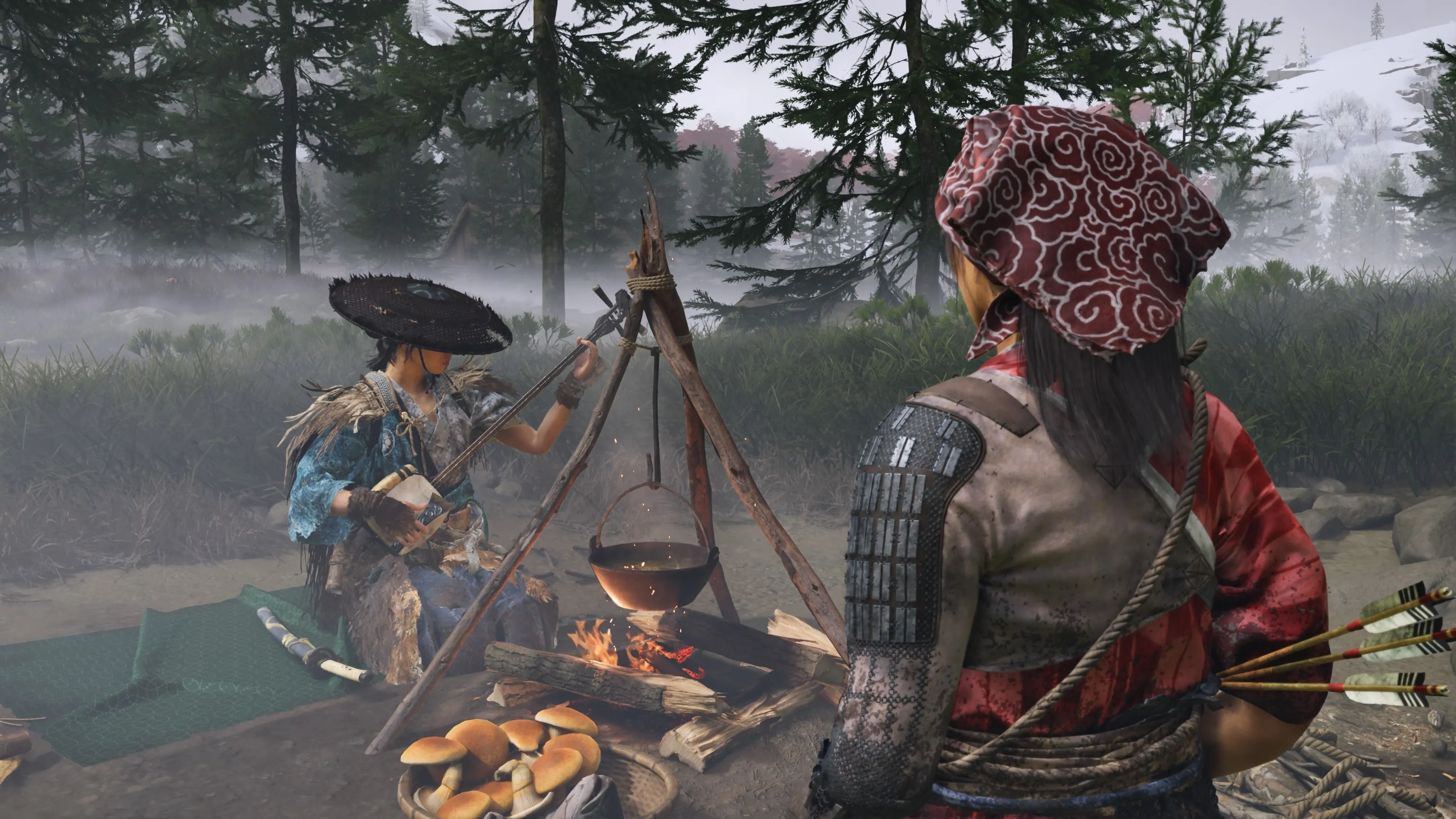 Atsu chơi Shamisen trong khoảnh khắc hiếm hoi yên bình giữa hành trình báo thù