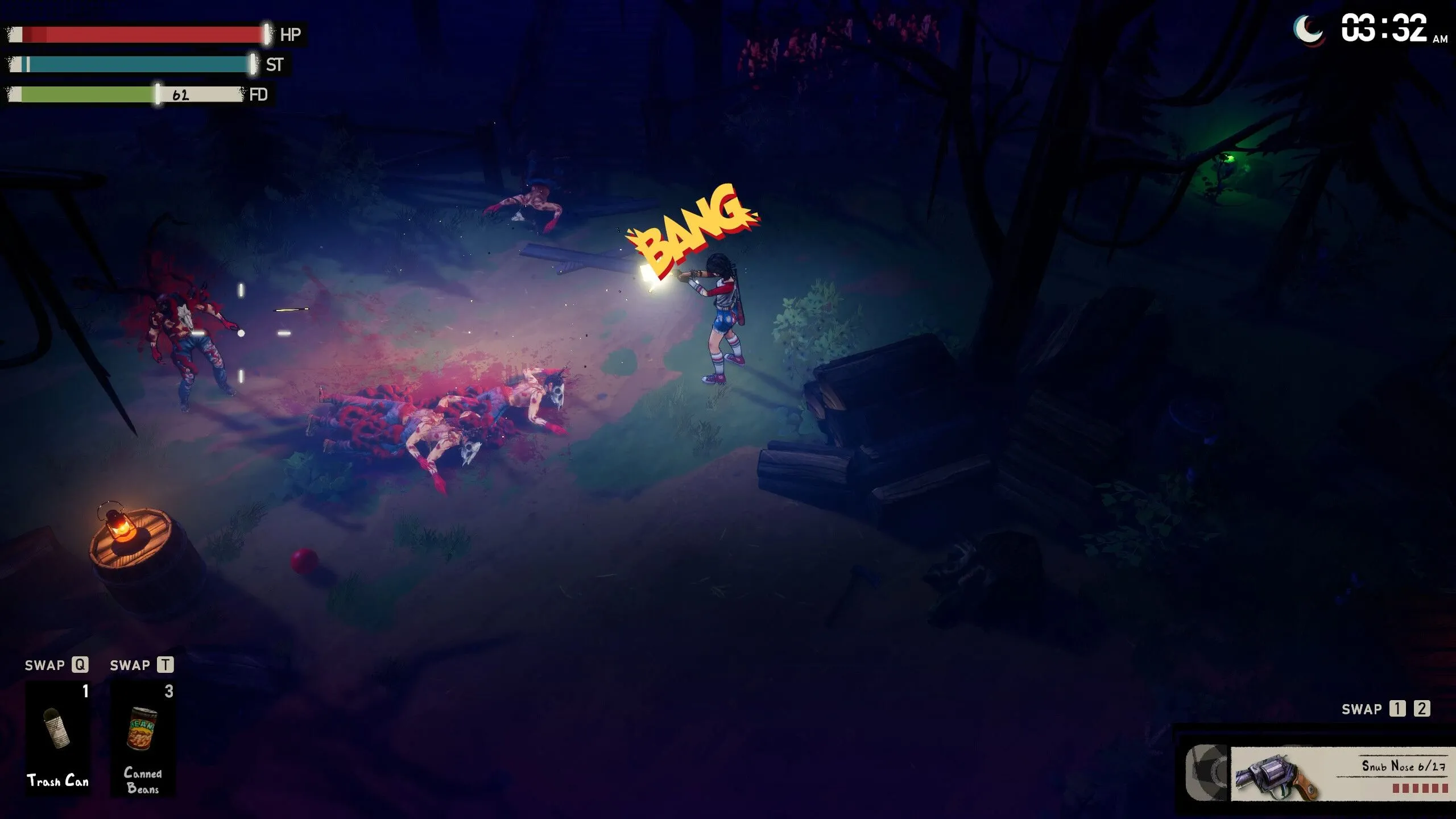 Cảnh loot và xây dựng căn cứ trong I Hate This Place, bầu không khí u ám của survival-horror