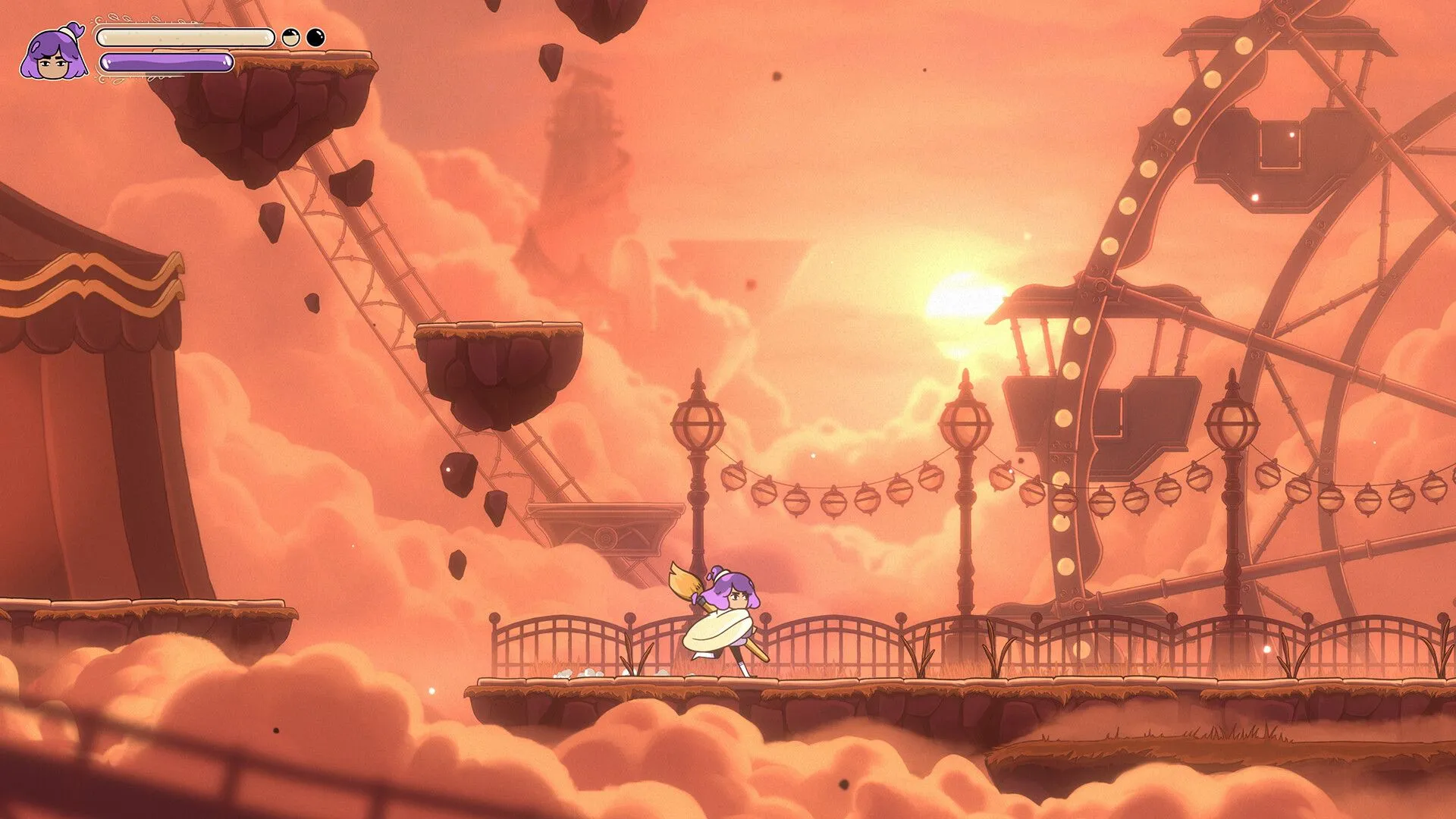 Cảnh platforming và nghệ thuật màu nước trong Constance, nhân vật chìm vào thế giới tranh của mình