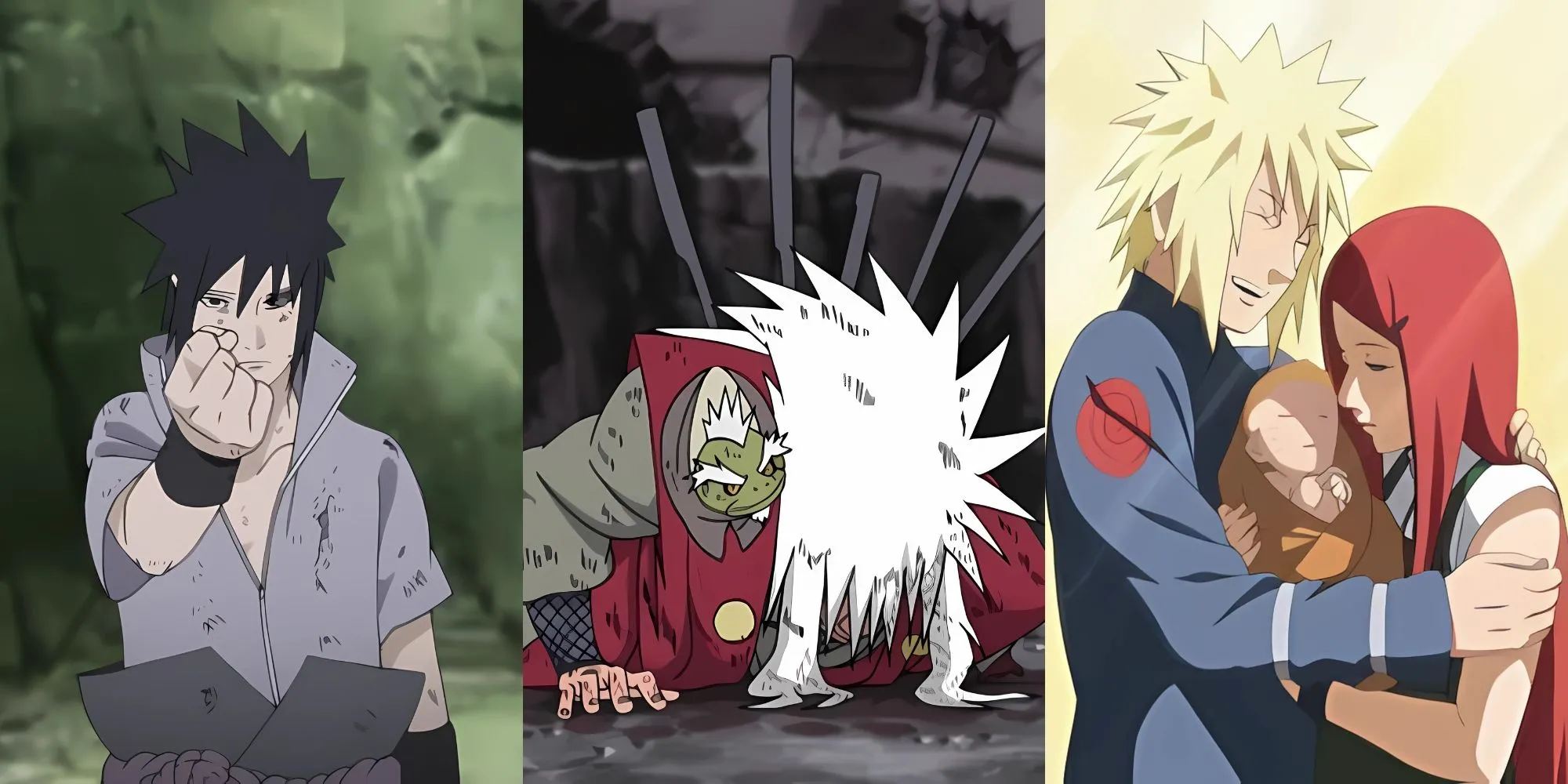 Cảnh trong Naruto với nhiều nhân vật biểu cảm