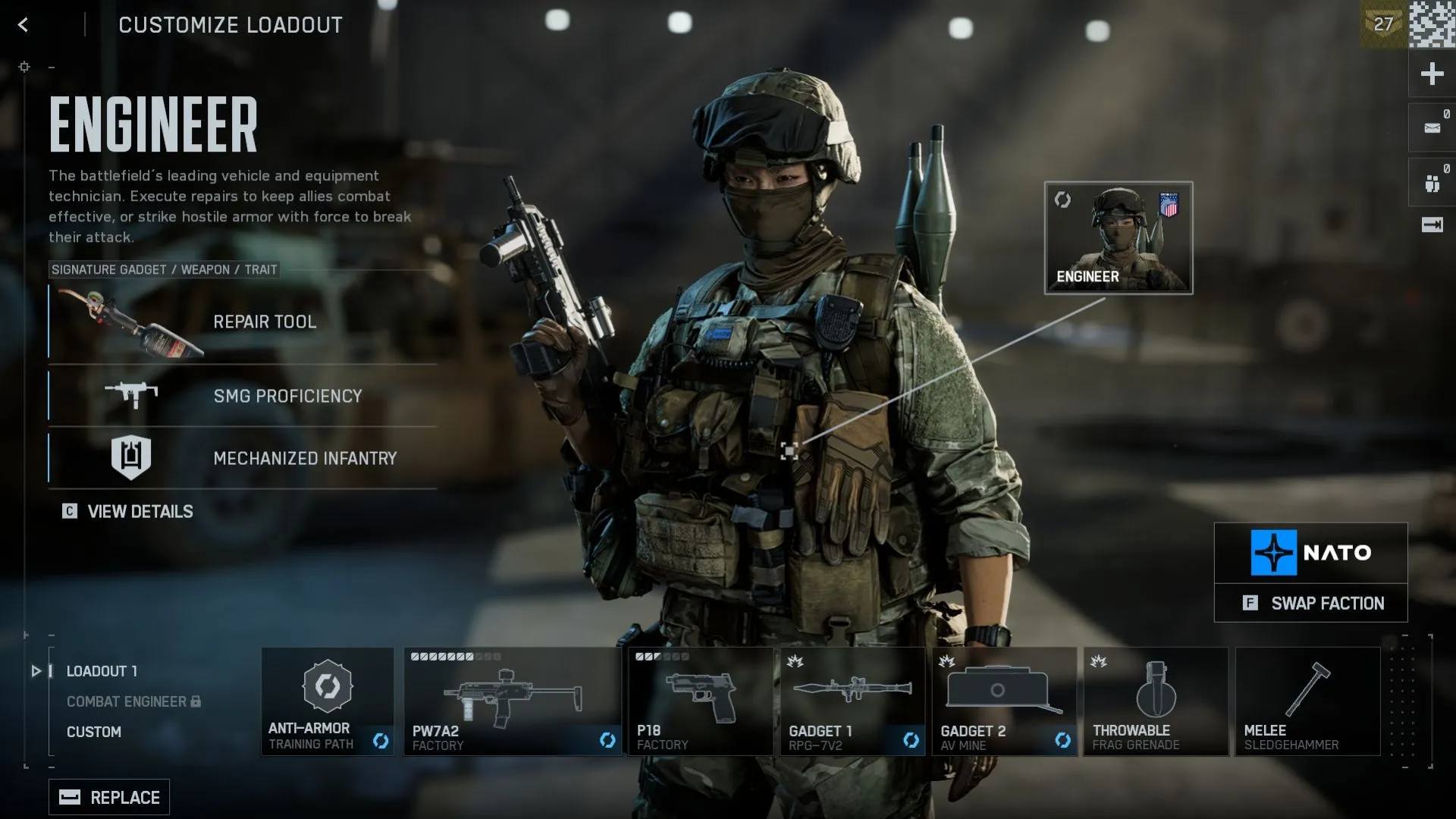 Engineer sửa chữa xe tăng trên chiến trường Battlefield 6