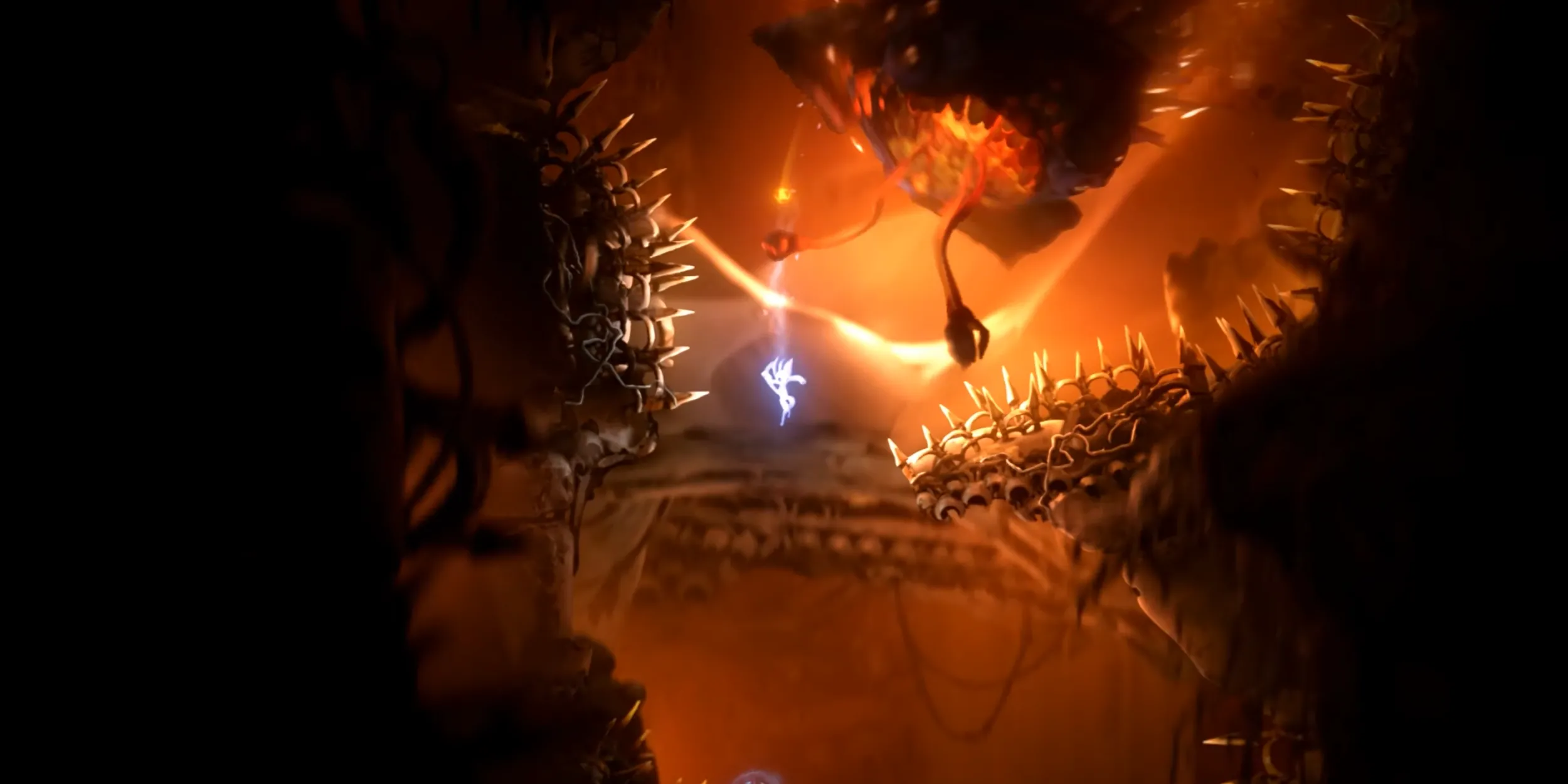 Ori chạy trốn dưới lòng đất trong phân đoạn Sandworm Escape