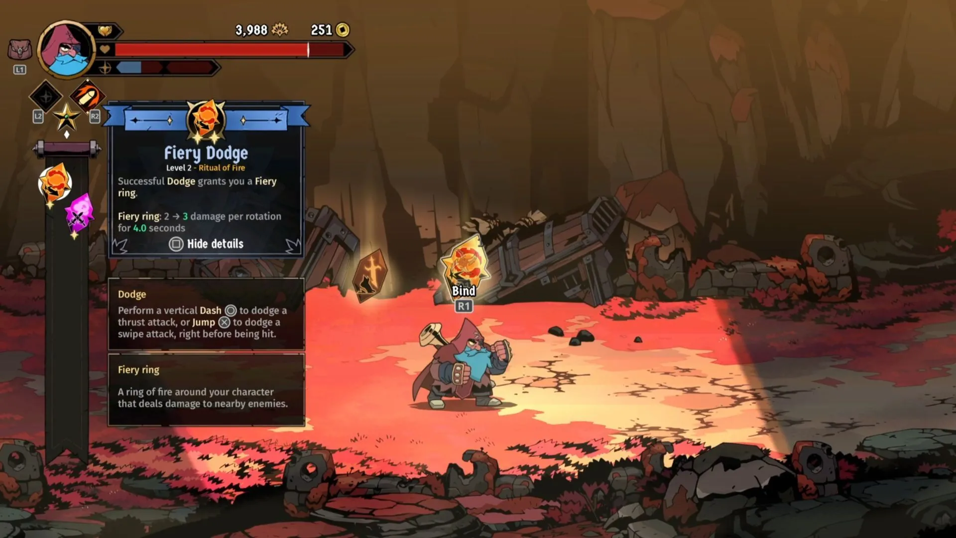 Rituals hỗ trợ build Karl: áp dụng Burn, vệt lửa khi dash và finisher tạo Thorn Daggers