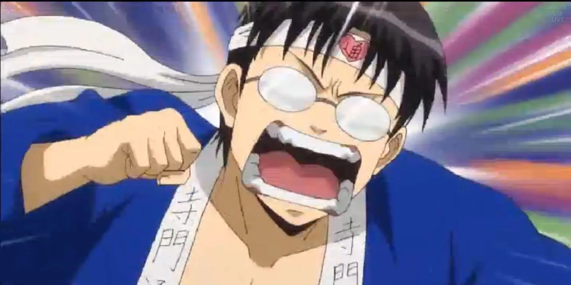 Shinpachi với biểu cảm nghiêm túc và lo âu khi phải gánh vác gia đình