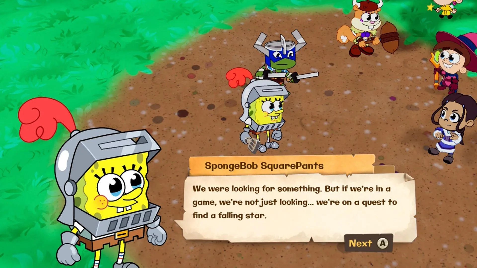 SpongeBob và party trong một cảnh tươi vui của game