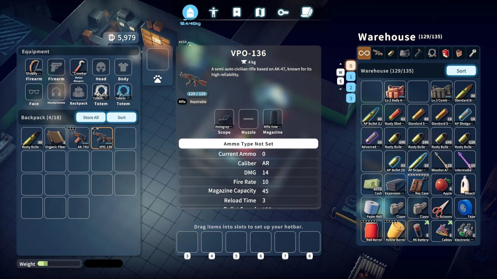 Tùy biến vũ khí và trang bị tactical trong Escape From Duckov, ví dụ build AK-103 mô phỏng từ Tarkov