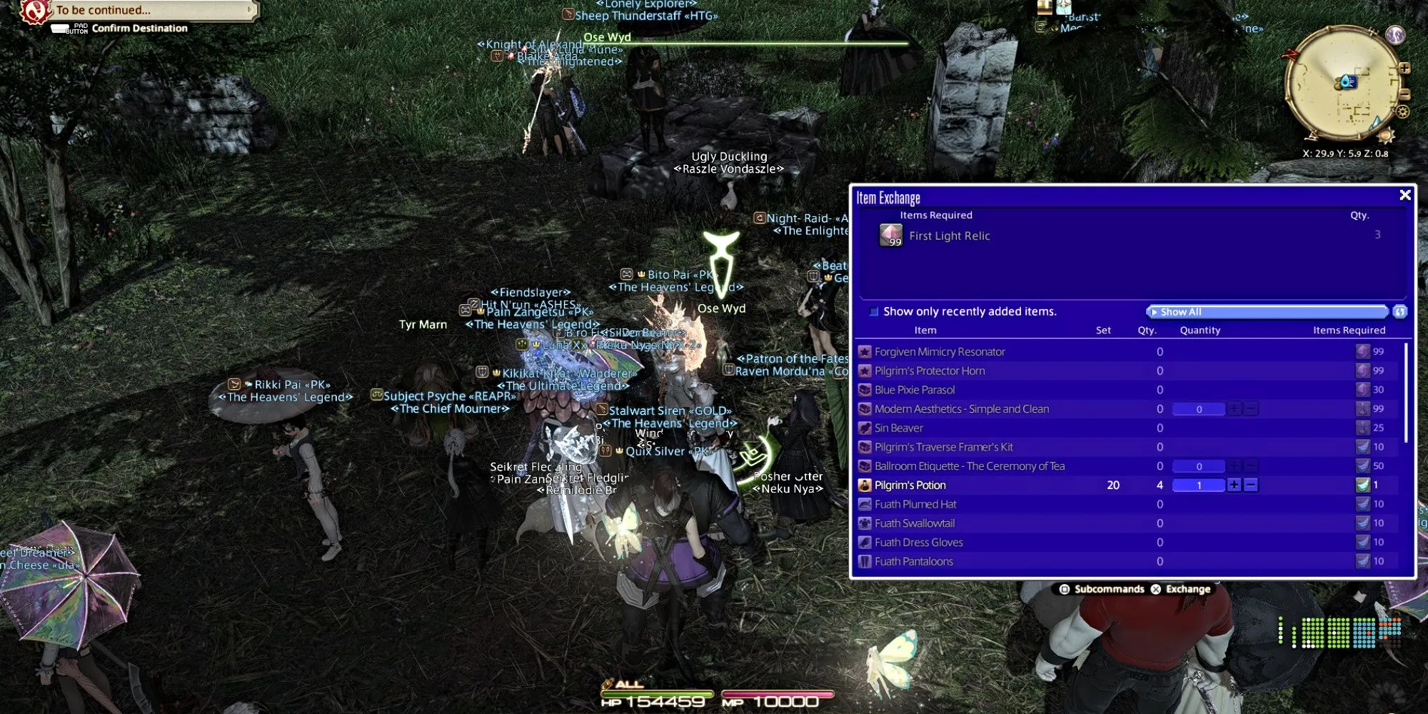 Ví dụ phần thưởng Pilgrim's Traverse: mount, minion, hairstyle và các vật phẩm đổi khác nhau