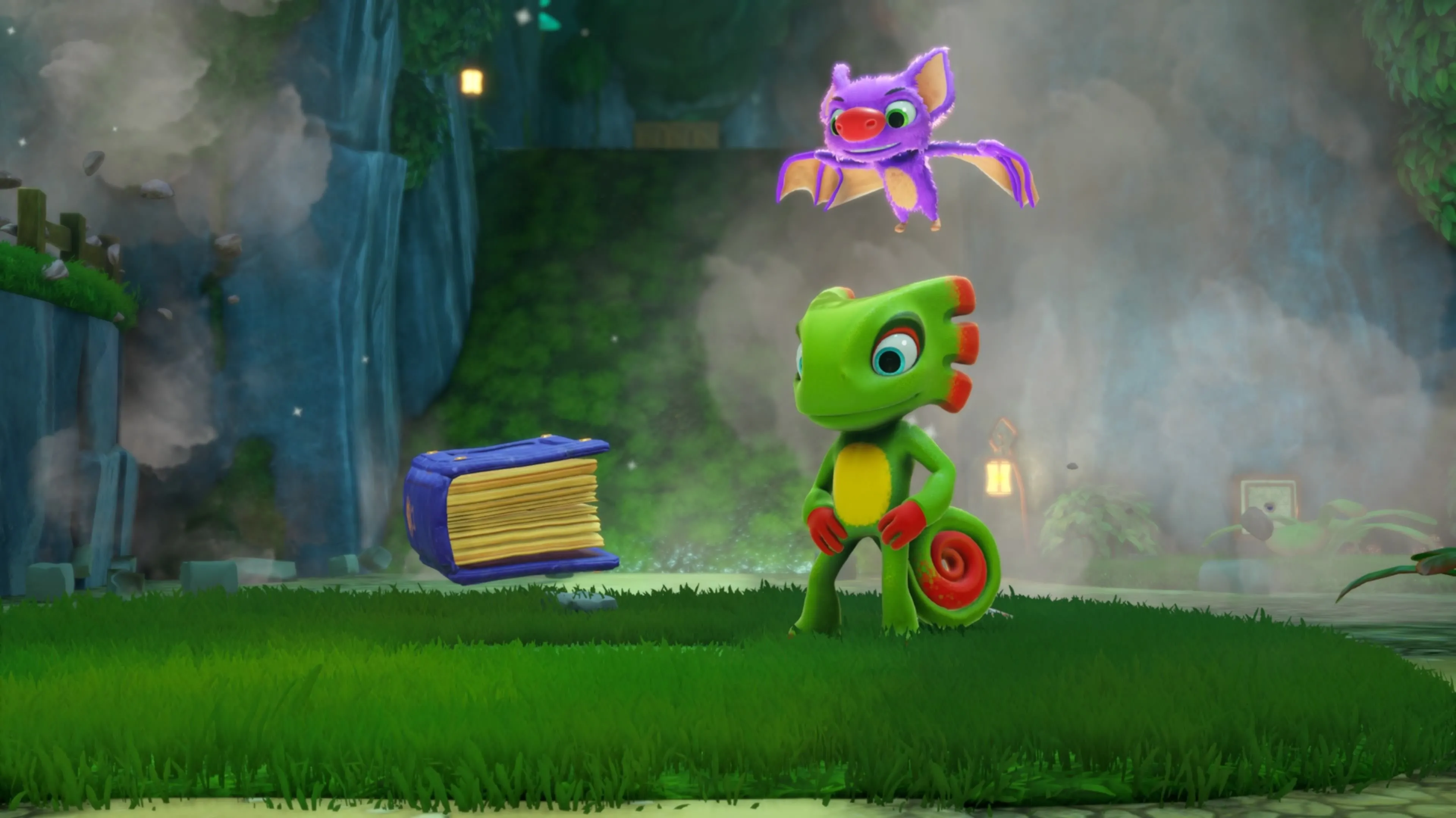 Yooka-Replaylee: hình ảnh nhân vật chính Yooka và Laylee trong môi trường sắc nét, thể hiện đồ họa được làm lại